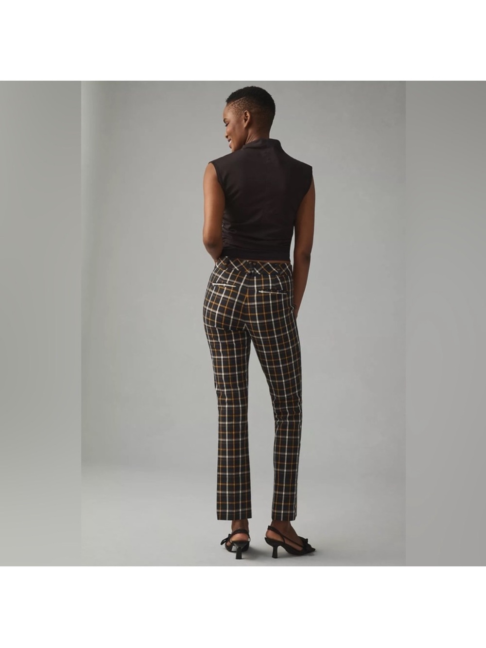 Anthropologie Trouser Pants The Essential Office Casual Black Plaid . Size 6. - Picture 2 of 9